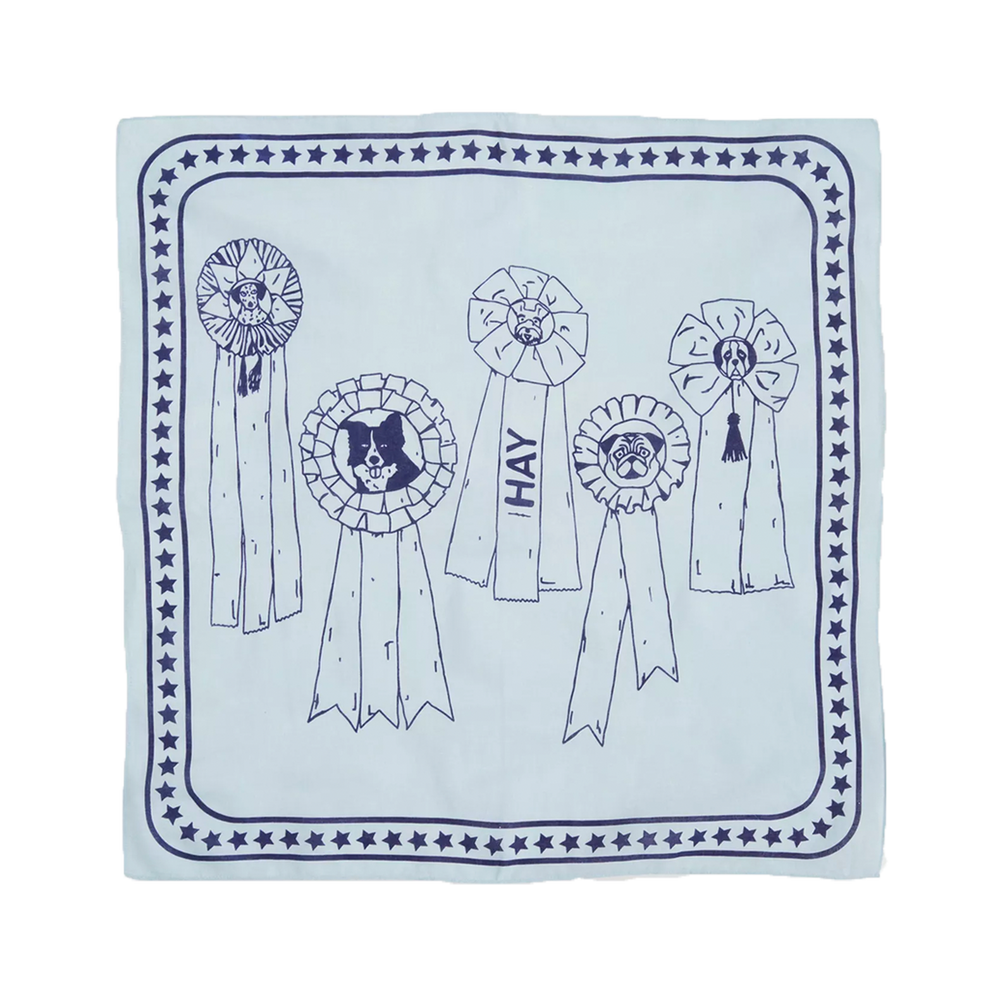 Dogs Scarf, Light Blue by HAY, laid flat