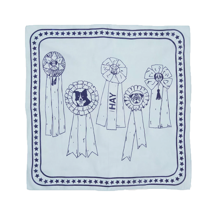 Dogs Scarf, Light Blue by HAY, laid flat