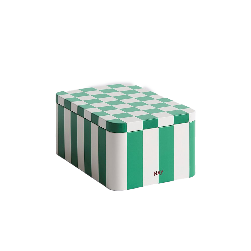 Tin Container, Small, Green & Off-White by HAY