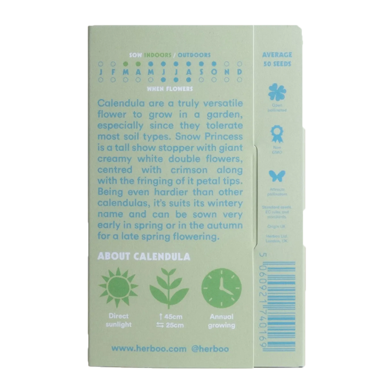 Herboo | Calendula 'Snow Princess' Seeds