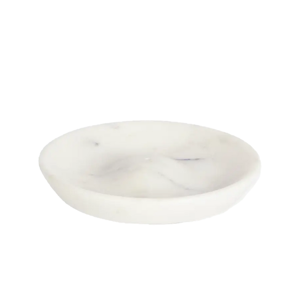 Madam Stoltz | Round Marble Incense Holder - White