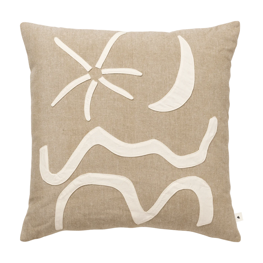 Kove Applique Cushion, Tan/Cashmere by ferm LIVING