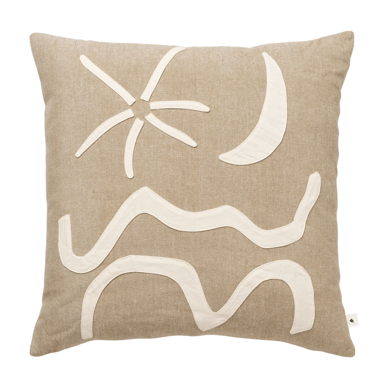 ferm LIVING | Kove Applique Cushion - Tan/Cashmere