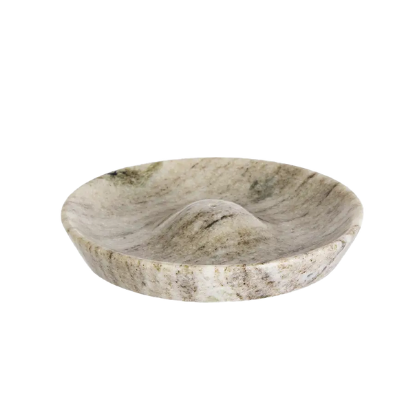 Madam Stoltz | Round Marble Incense Holder - Beige