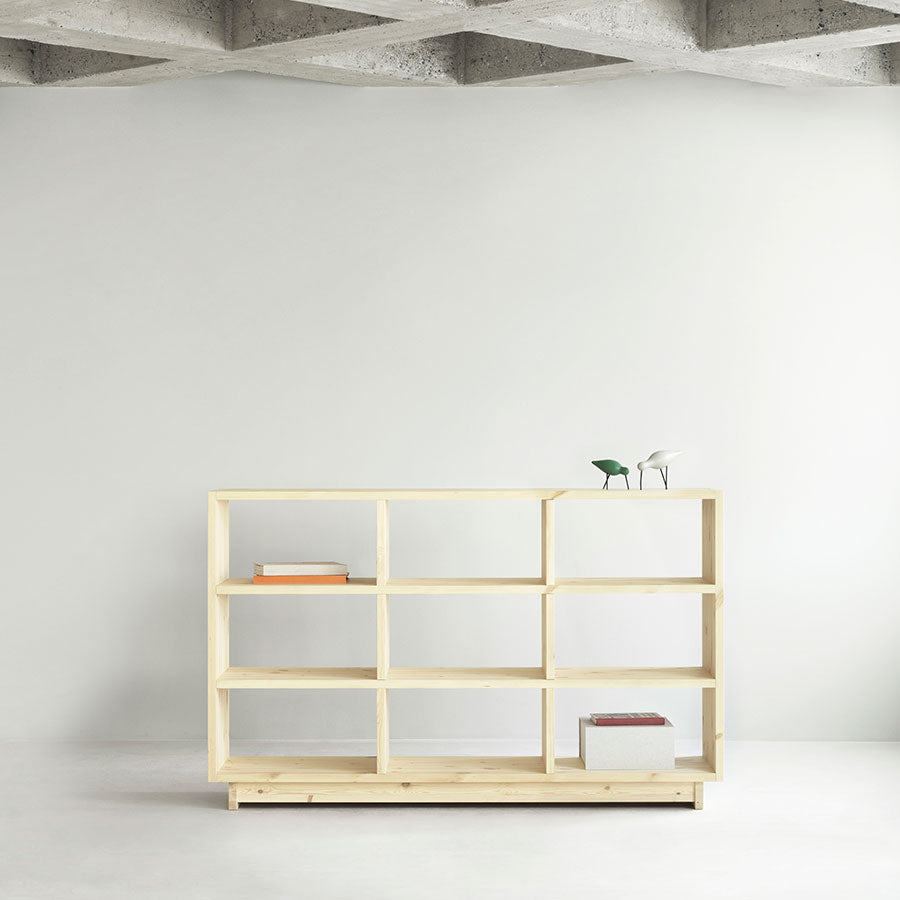 Fyr Bookcase, Pine, High by Normann Copenhagen, in a white room