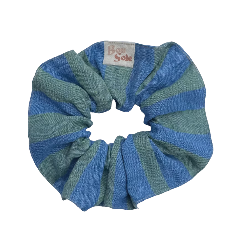 Bou Soie | Handmade Medium Hair Scrunchie - Ocean Stripe