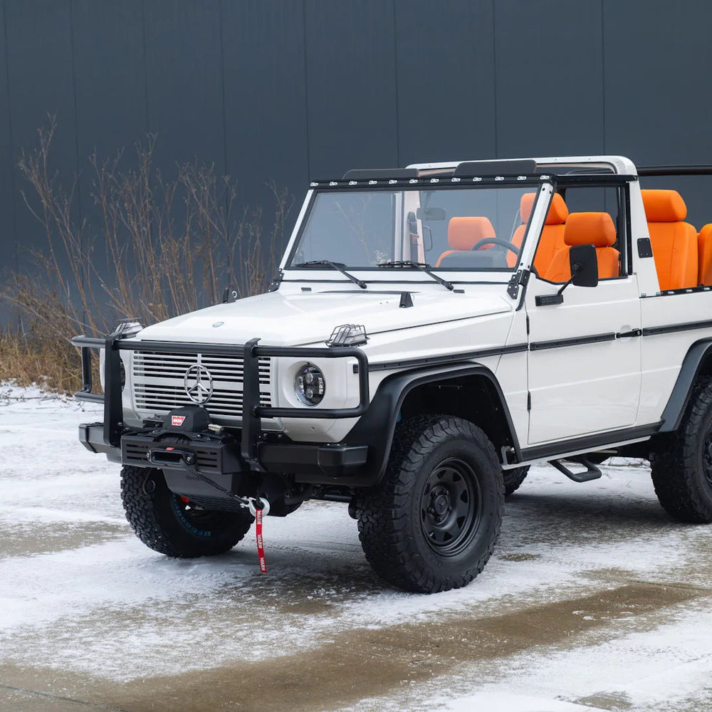 Drive Different Book, Restomods and Iconic Automobiles Reimagined by Gestalten, example spread showing a 4x4 in snow