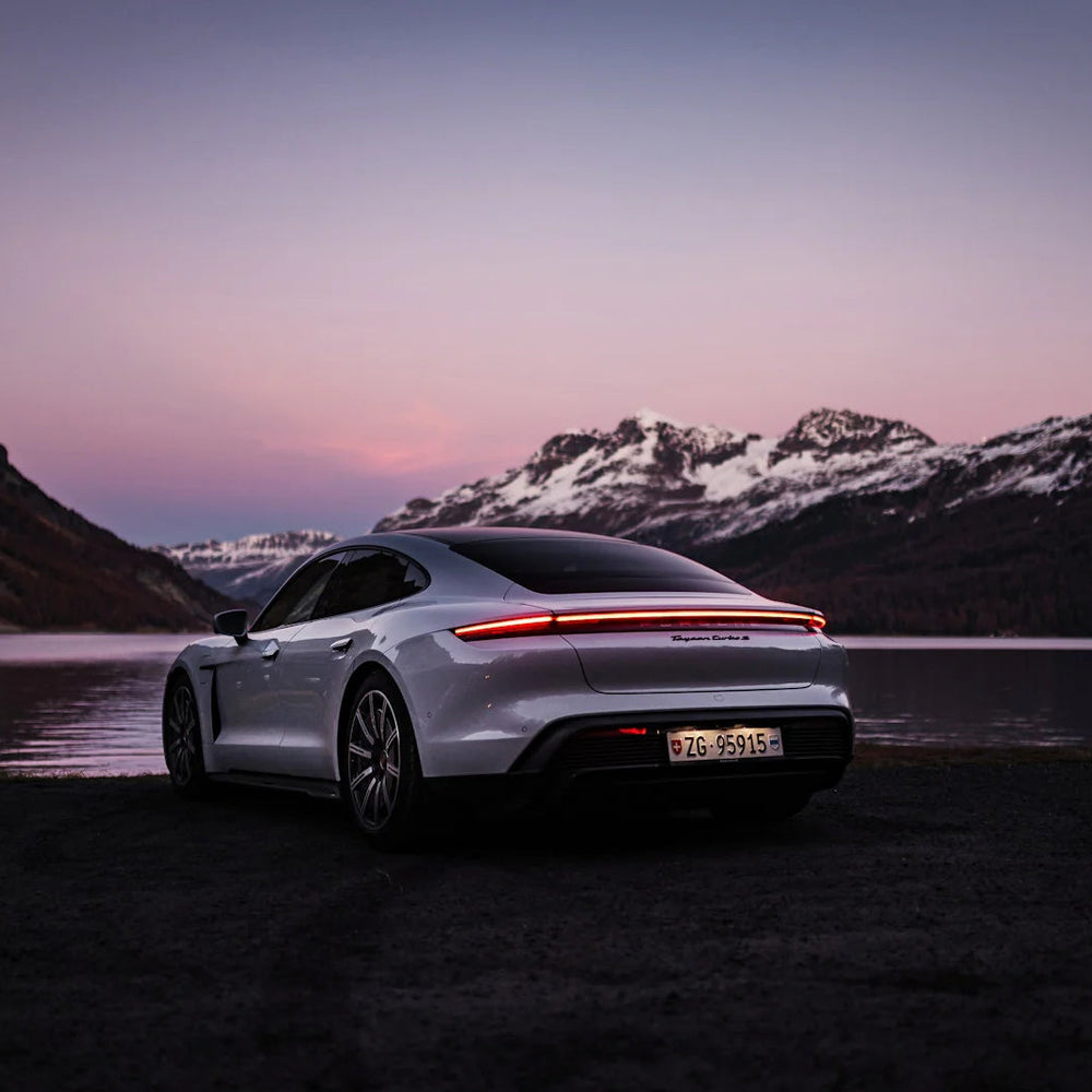 The Germans, Beautiful Machines Book by Gestalten, example spread showing a sports car by mountains