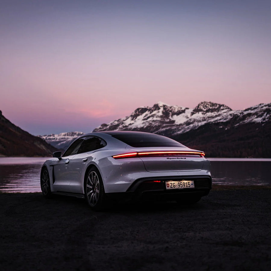 The Germans, Beautiful Machines Book by Gestalten, example spread showing a sports car by mountains