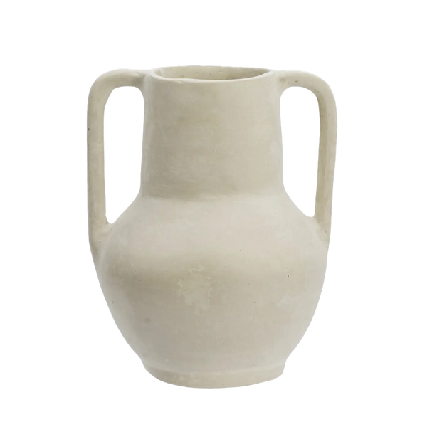 Madam Stoltz | Paper Mache Vase - Natural white