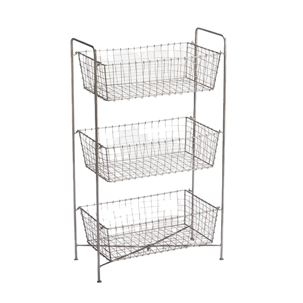 Madam Stoltz | Iron Rack With Baskets - Steel