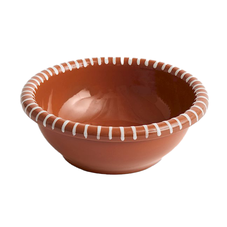 Barro Salad Bowl, Large, Natural With White Stripes by HAY