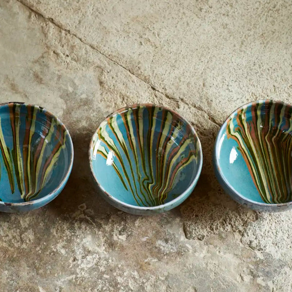 Madam Stoltz | Earthenware Bowl - Hand Painted Blue