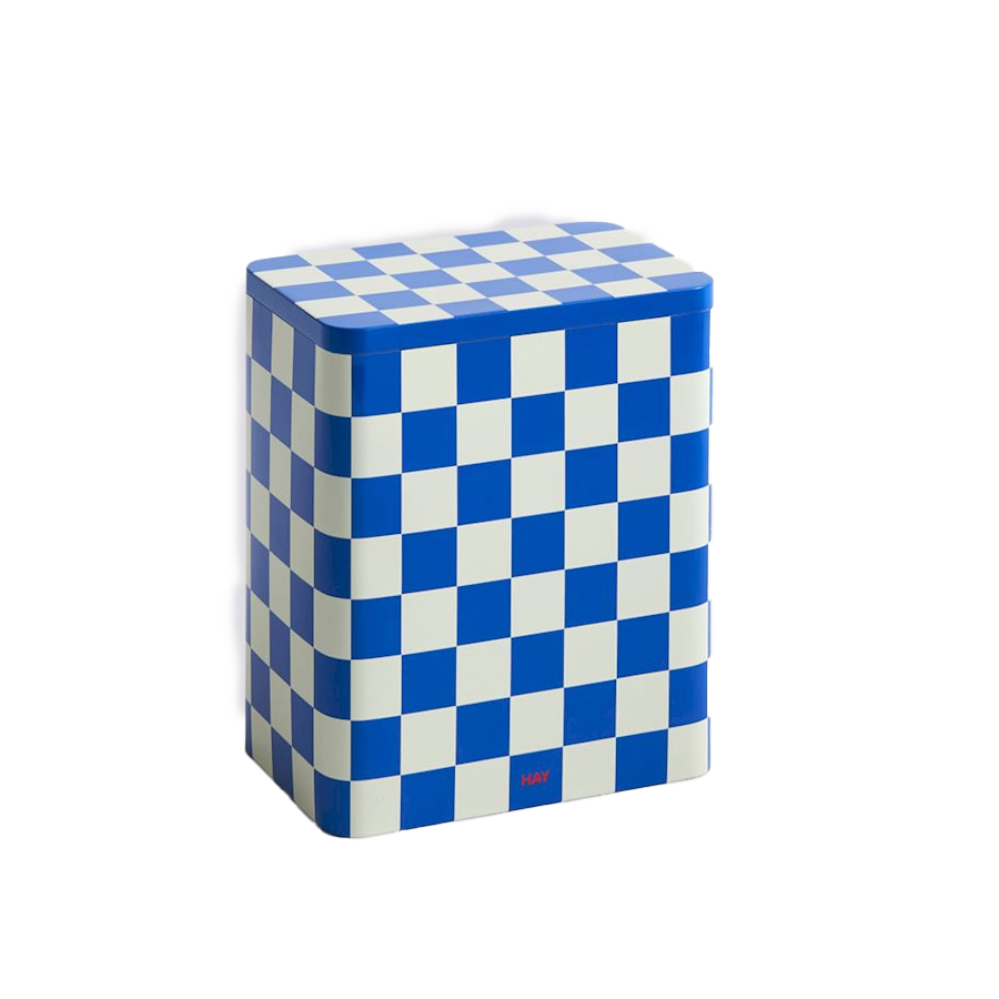 Tin Container, Large, Blue and Off-White by HAY