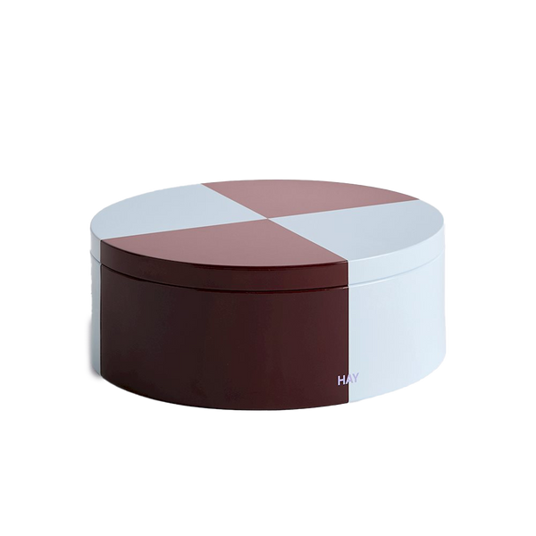 HAY | Tin Container - Round - Burgundy & Ice Blue
