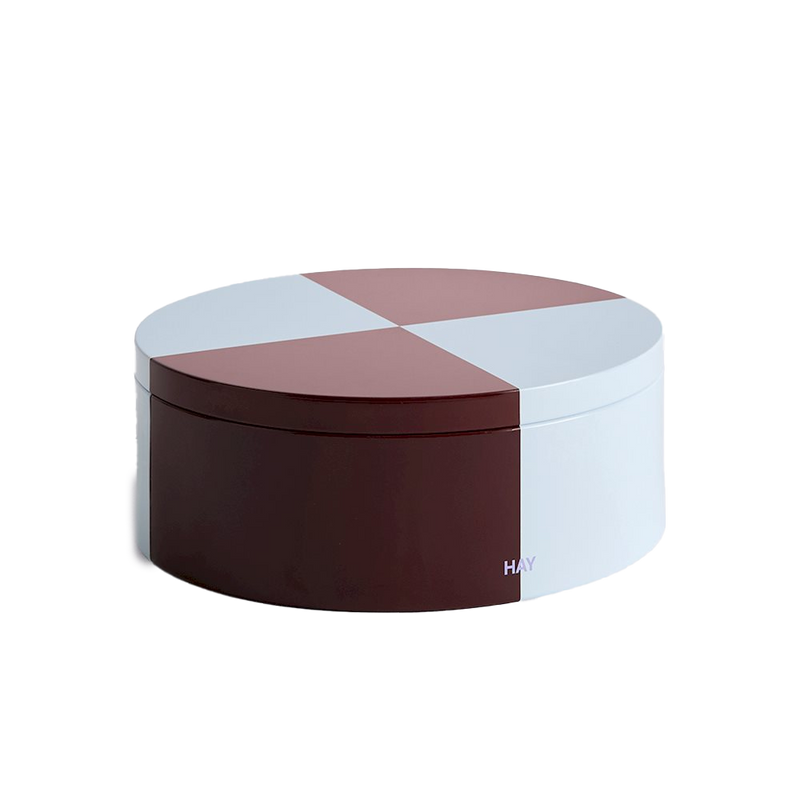 HAY | Tin Container - Round - Burgundy & Ice Blue