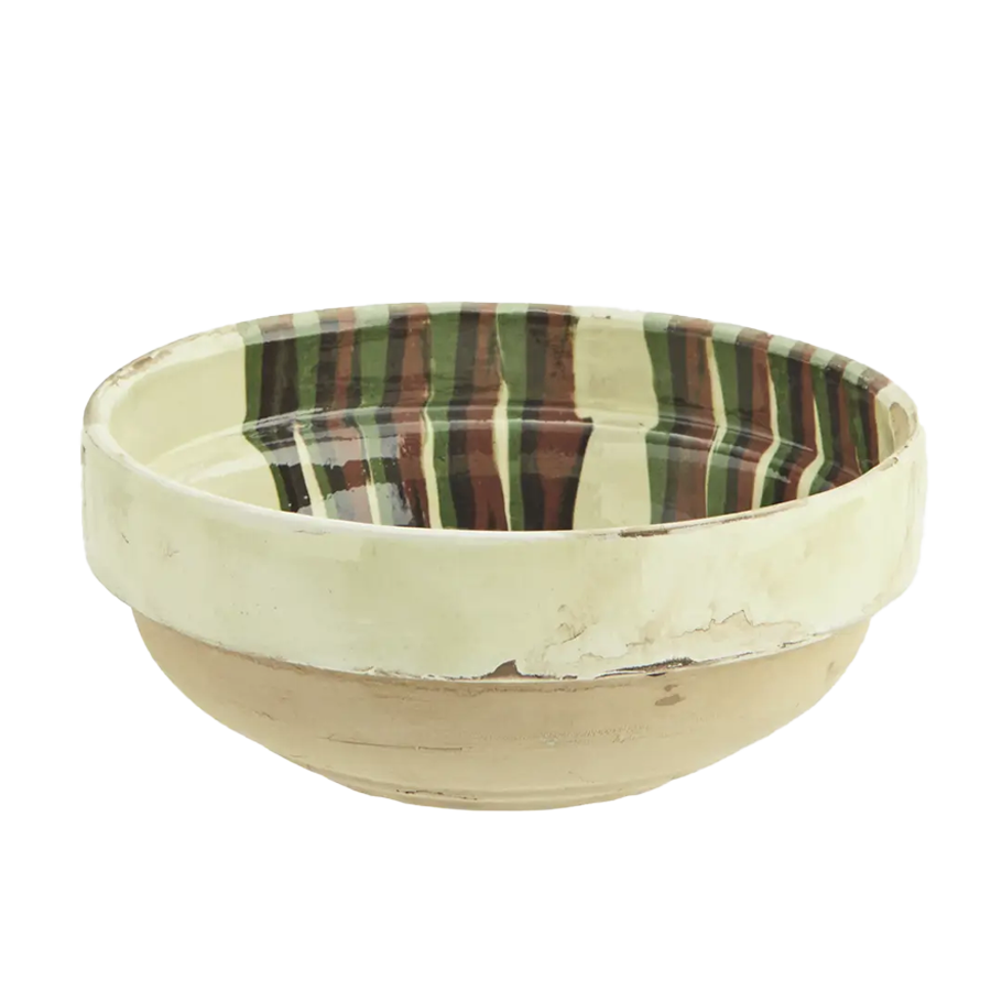 Handmade bowl with a striped interior