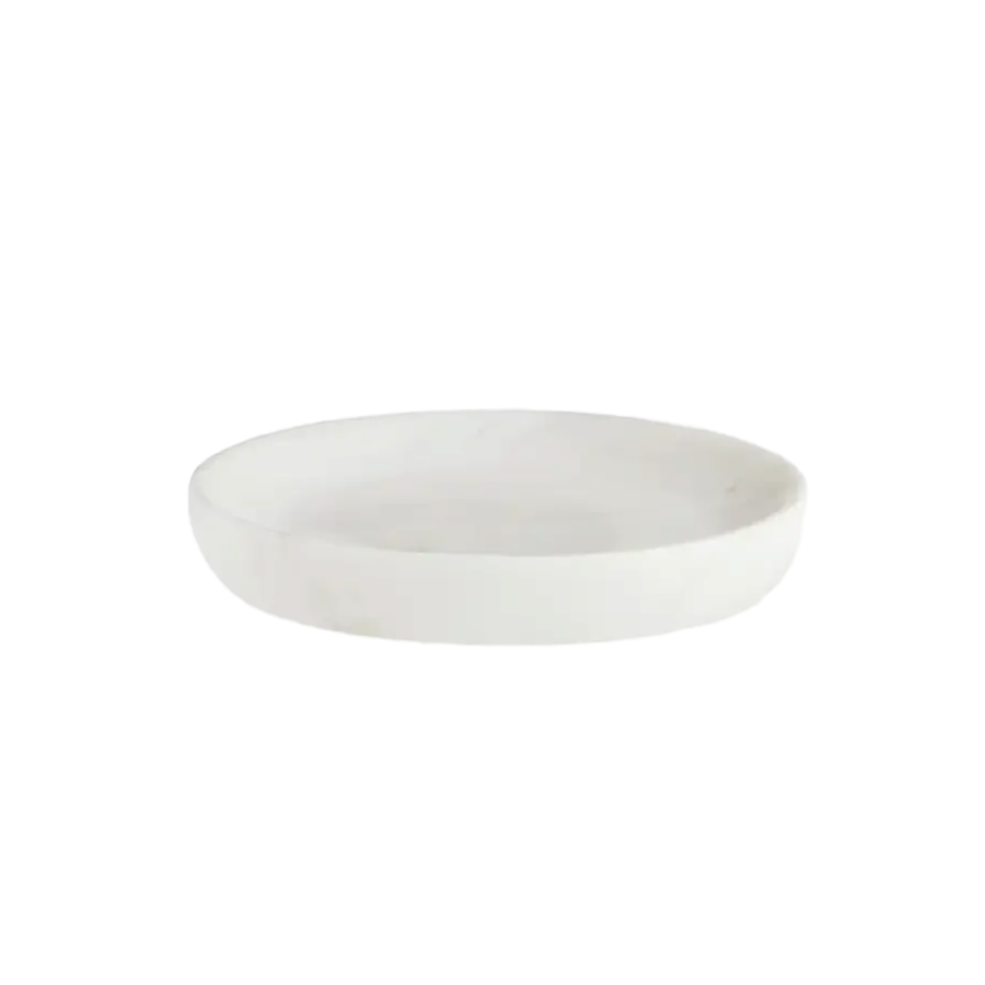 White ceramic round tray