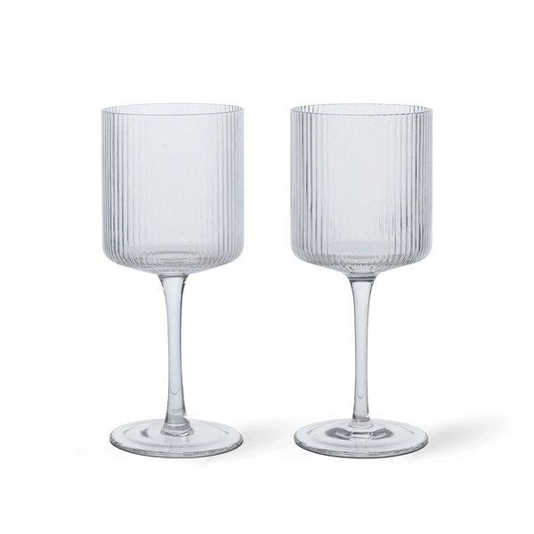 ferm LIVING | Ripple White Wine Glasses - Set of Two - Clear
