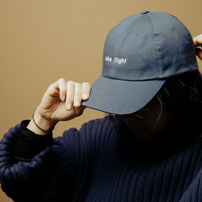 Earl of East | 'Take Flight' Embroidered Cotton Cap - Navy