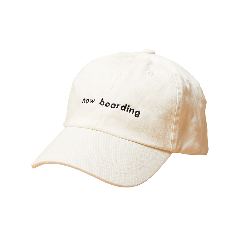 Earl of East | 'Now Boarding' Embroidered Cotton Cap - Light Beige