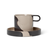 ferm LIVING | Inlay Cup with Saucer - Sand/Brown