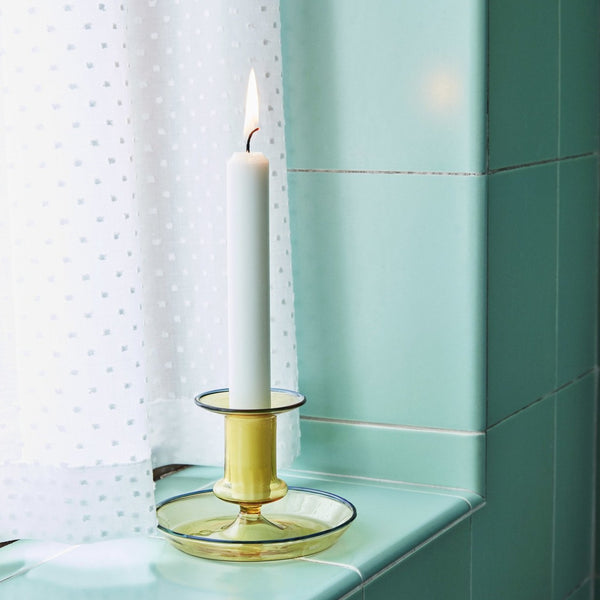 HAY | Flare CandleHolder - Tinted Yellow Glass