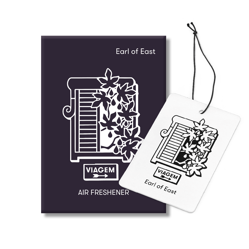 Viagem, Air Freshener by Earl of East, with its illustrated packaging
