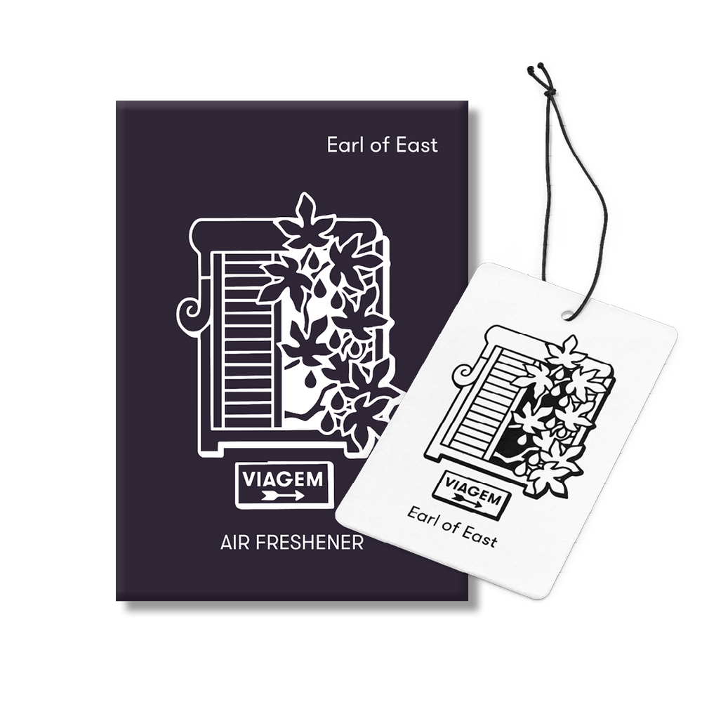 Viagem, Air Freshener by Earl of East, with its illustrated packaging