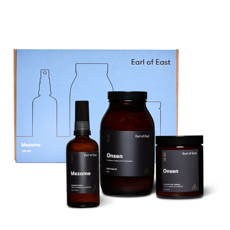  Mezame Bathing Gift Set by Earl of East, in its blue gift box 