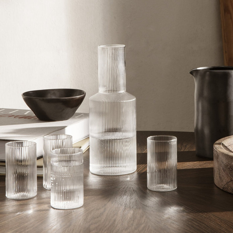 Ripple Verrines, Set of 4, Clear by ferm LIVING, on a kitchen counter