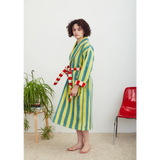 Dusen Dusen | Cotton Terry Bathrobe - Lime Stripe