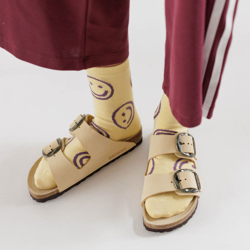 Baggu | Bamboo Crew Sock - Butter Happy