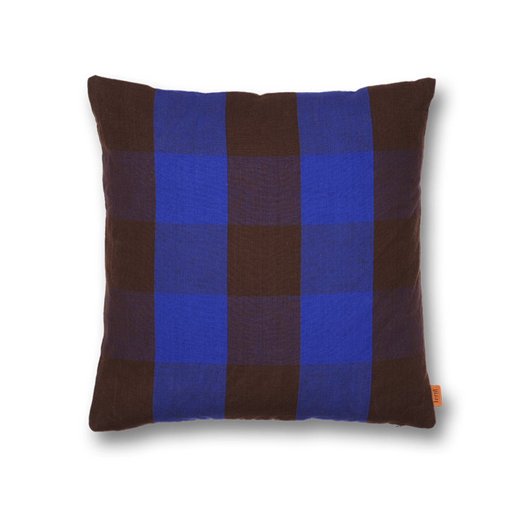 ferm LIVING | Grand Cushion - Chocolate/Bright Blue