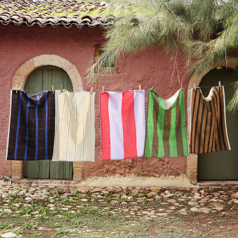 ferm LIVING | Hale Yarn Dyed Linen Tea Towel - Olive / Green