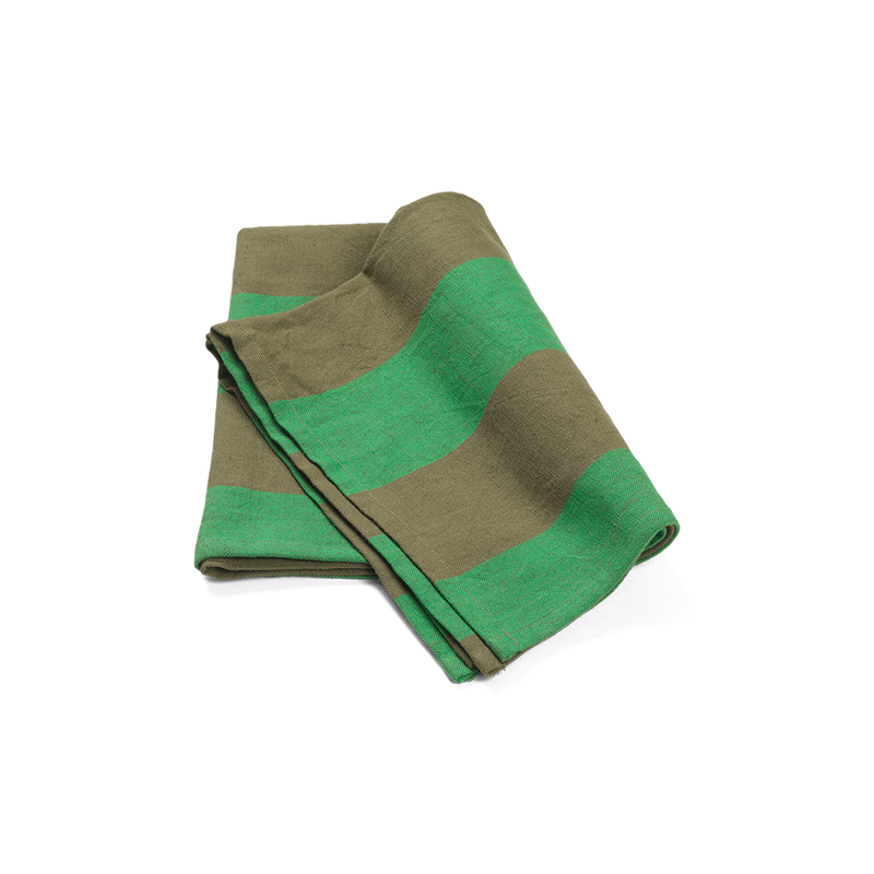 ferm LIVING | Hale Yarn Dyed Linen Tea Towel - Olive / Green