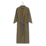 ferm LIVING | Cotton & Linen Field Bathrobe - Olive / Bright Blue