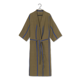 ferm LIVING | Cotton & Linen Field Bathrobe - Olive / Bright Blue