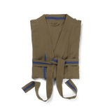 ferm LIVING | Cotton & Linen Field Bathrobe - Olive / Bright Blue