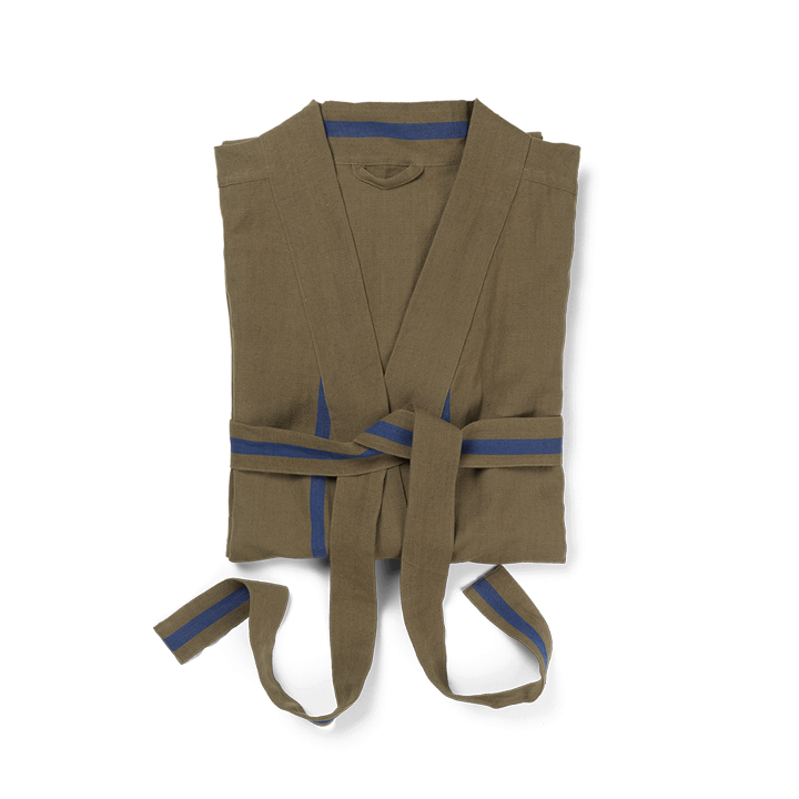 ferm LIVING | Cotton & Linen Field Bathrobe - Olive / Bright Blue