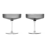 ferm LIVING | Ripple Champagne Saucer - Set of 2 - Smoked Grey