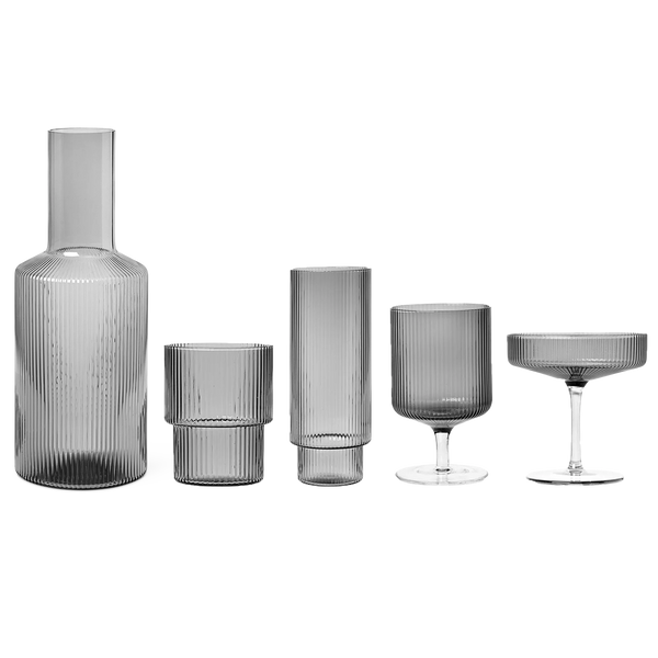 ferm LIVING | The Ripple Glass Complete Collection - Smoked Grey