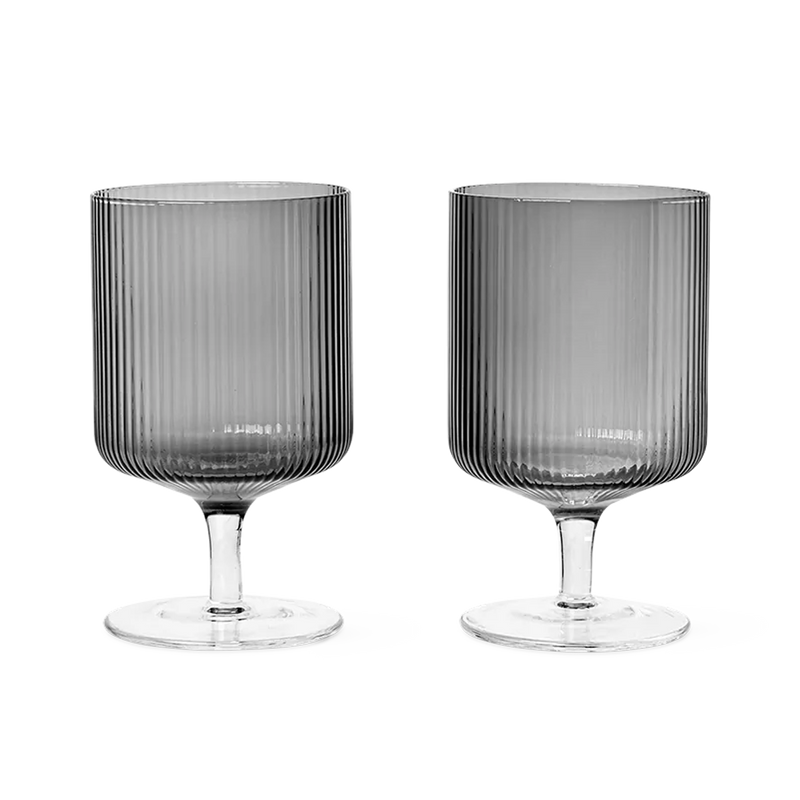 ferm LIVING | Ripple Wine Glasses - Set of 2 - Smoked