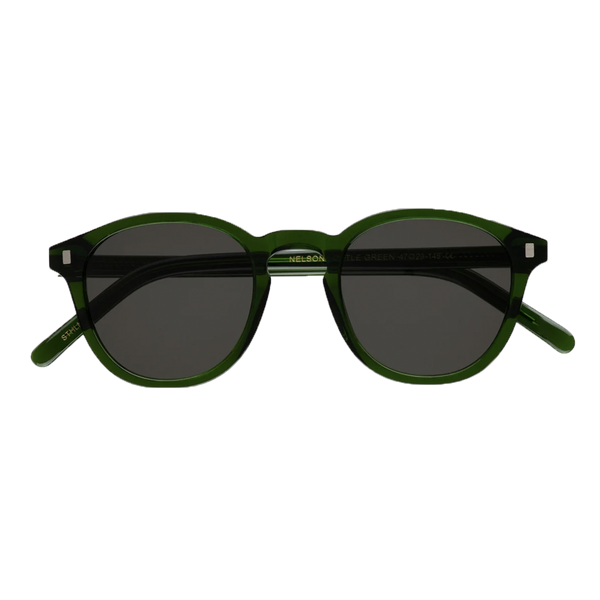 Monokel Eyewear | Nelson Bottle Green Frame - Grey Solid Lens