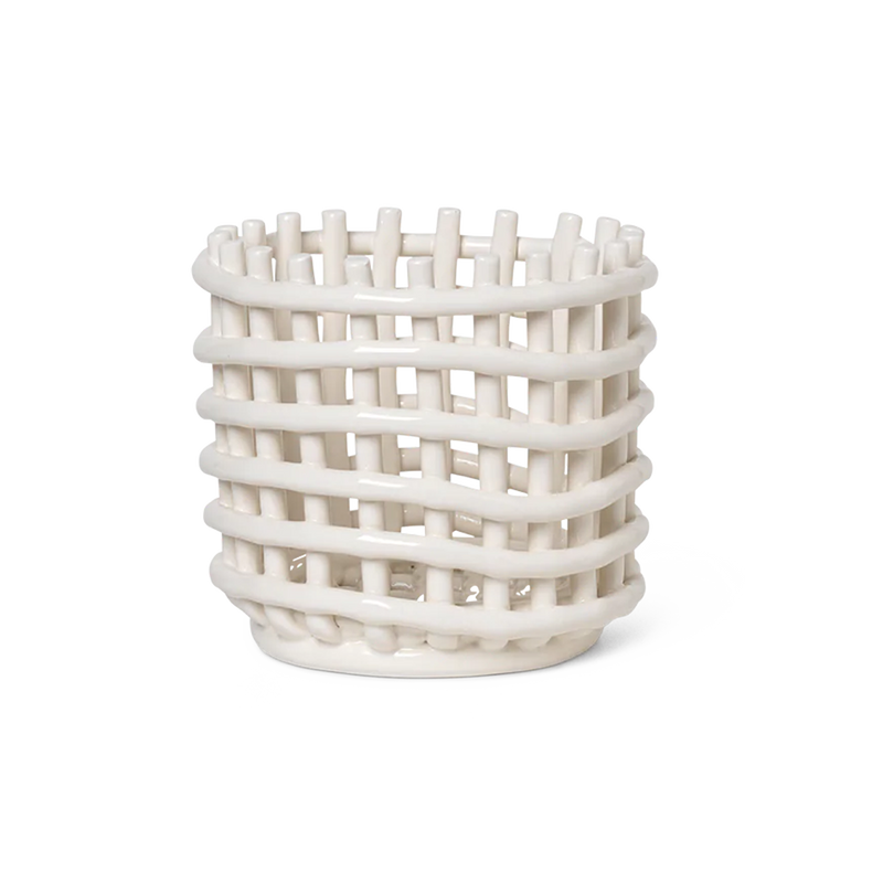  Ceramic Basket, Small, Off-White by ferm LIVING 