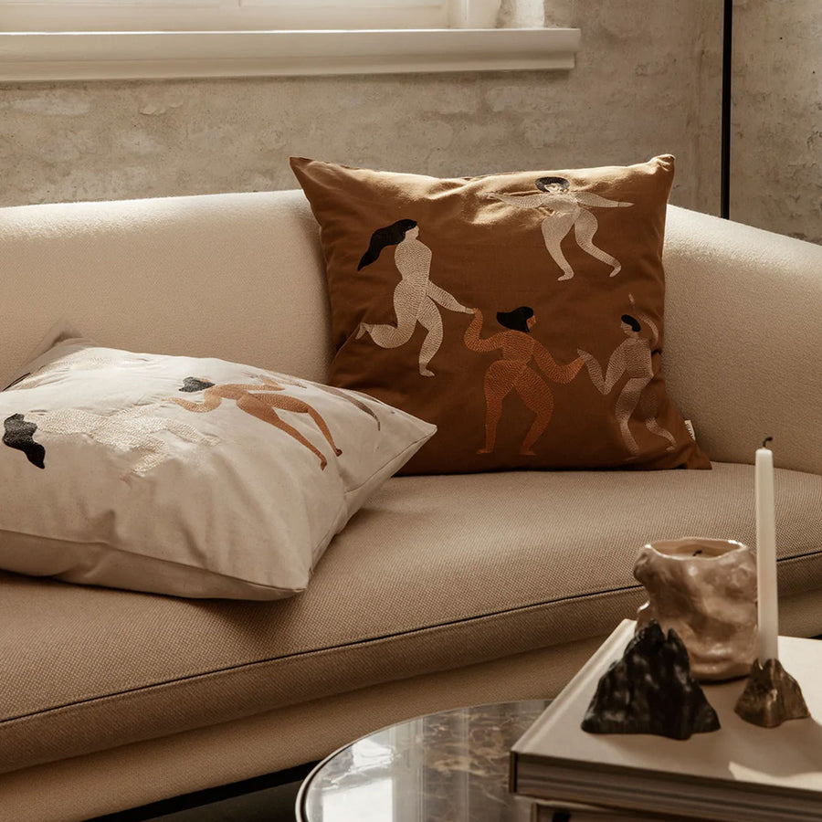 Free Cushion, Natural by ferm LIVING, on a beige sofa