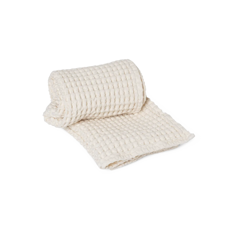  Organic Hand Towel, Off White by ferm LIVING, rolled 