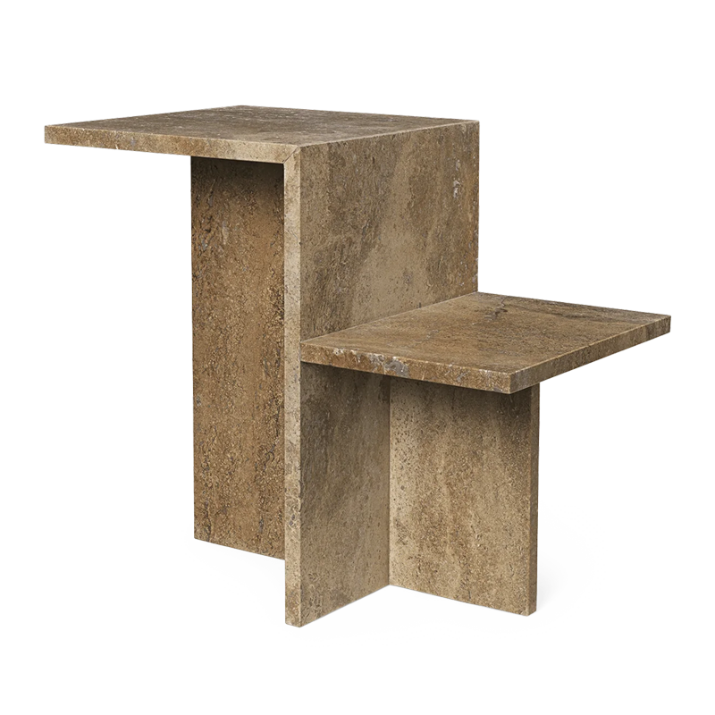 ferm LIVING | Distinct Side Table - Dark Brown Travertine
