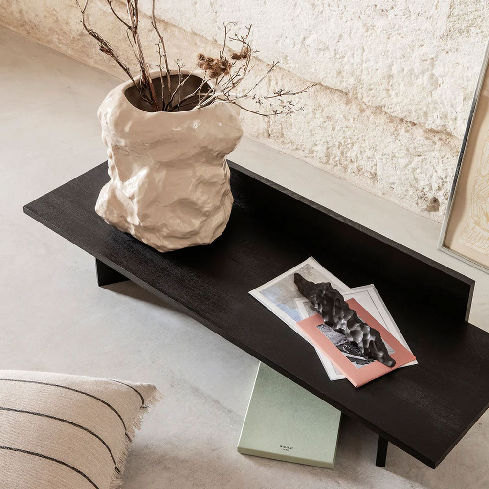 Tuck Vase, Cashmere by ferm LIVING, holding stems on a shelf