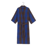 ferm LIVING | Cotton & Linen Field Bathrobe - Chocolate / Bright Blue